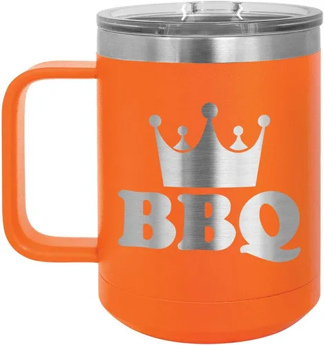 Miniatura 5 de Taza de café para barbacoa King de 15 onzas con tapa superior deslizante, taza de café de viaje aislado idea de regalo para los hombres que tienen