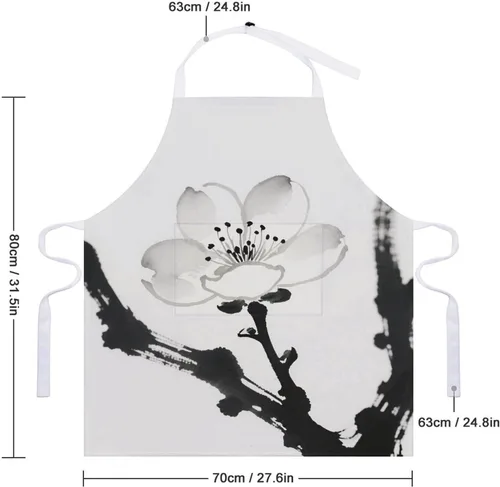 Miniatura 2 de MUSM Apron for Adults - 27.6 X 31.5 Inch, Heavy-Duty Polyester Aprons with Two Large Pockets, Waterproof Ink-wash Painting Scenery Kitchen Apron for