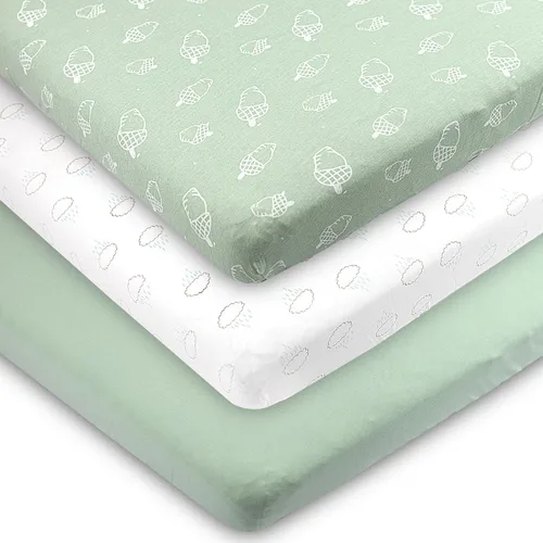 Miniatura 28 de Organic Cotton Bassinet Sheets, 3-Pack Fitted Bassinet Mattress Sheets for Baby Boys & Girls Compatible with Halo BassiNest, Graco, Baby Delight &