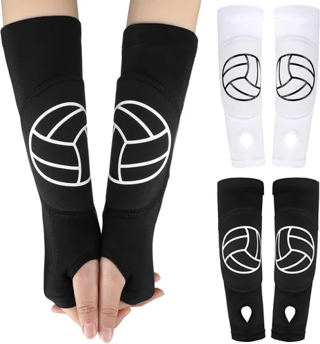 Newcotte 2 pares de mangas de brazo de voleibol, mangas de antebrazo con almohadillas de protección y orificio para el pulgar acolchado, 12 pulgadas