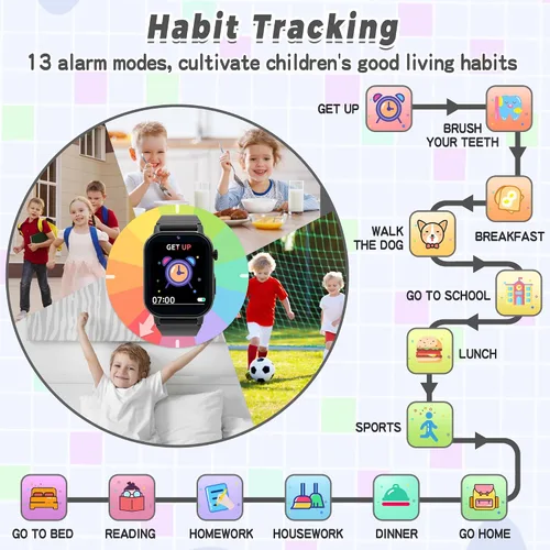 Miniatura 3 de Reloj Inteligente para Niños Varones, Reloj Inteligente de Juegos para Niños con 32 Juegos Pantalla Táctil HD Cámara de Video Reproductor de Música