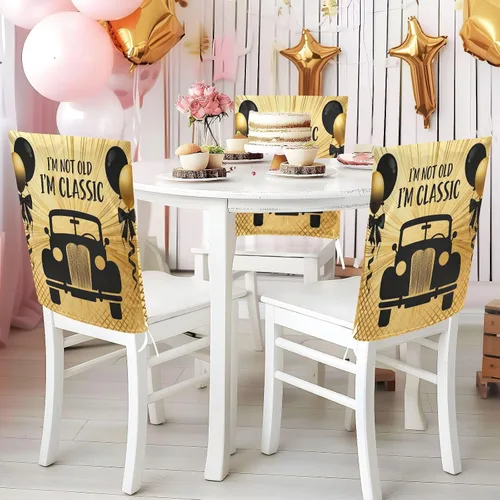 Miniatura 4 de Decor Retro 70s Car Gold Black Chair Seat Cover Washable for Home Decor Set of 2 Decorative Club Chair Slipcover protectores de sillas para comedor