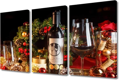 Miniatura 64 de Obra de arte para paredes del hogar, 3 paneles de letras de vino tinto, pinturas de corcho, impresiones HD, arte de pared de corcho de vino sobre