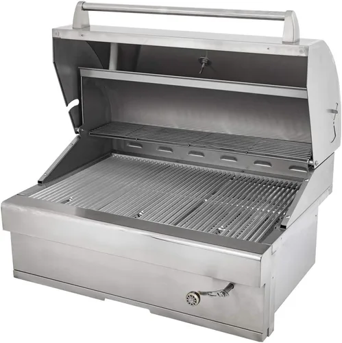 Miniatura 3 de Turbo Charcoal - Parrilla de barbacoa de acero inoxidable integrada de 32 pulgadas con bandeja de carbón