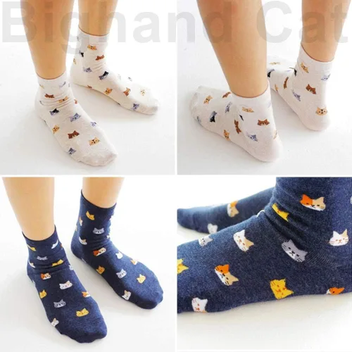 Miniatura 5 de IIG 3-6 pares de calcetines de algodón para mujer, diseño de animales, simpáticas calcetas de algodón, de novedad.