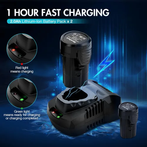 Miniatura 8 de DURATECH Llave de trinquete inalámbrica extendida, 3/8 pulgadas, 12 V, 44 pies, llave de trinquete eléctrica de cuello largo con 2 baterías de iones