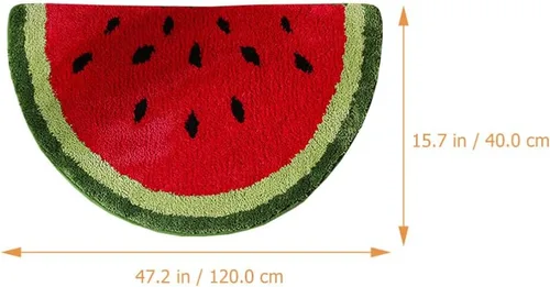 Miniatura 3 de VOSAREA Alfombra en forma de fruta, alfombra semicircular para puerta, alfombra de baño de felpa antideslizante, absorbente, alfombra gruesa