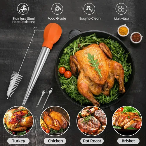Miniatura 2 de SCHVUBENR Juego grande de bastador de pavo - Herramienta de bastador de acero inoxidable para cocinar - Incluye cepillo para untar, cepillo