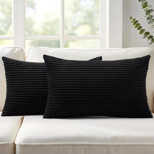 Miniatura 36 de Mecatny Juego de 2 fundas de almohada decorativas de pana de 16 x 16 pulgadas para sofá sala de estar, fundas de almohada bohemias suaves y neutras