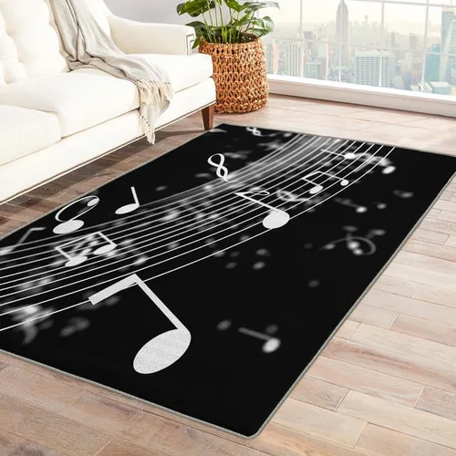 Miniatura 10 de Alfombras lavables para entrada, sala de estar, dormitorio, alfombra de guitarra y decoración del hogar, alfombra de área musical de 2 x 3 pulgadas
