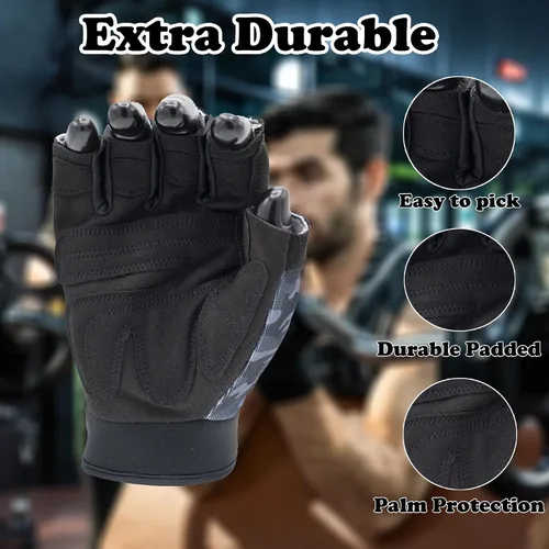 Miniatura 3 de MRX - Guantes de entrenamiento para hombres y mujeres, transpirables, guantes de ejercicio ajustados para levantamiento de pesas, ciclismo, negro