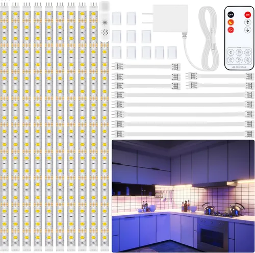 Miniatura 10 de LAFULIT Kit de 8 luces RGB para debajo del gabinete, tira de luces LED con aplicación y control remoto, sincronización de música, luces LED que