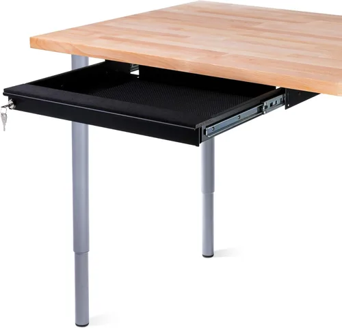 Penn Elcom Cajón para laptop debajo del escritorio, con cerradura, para portátiles de 17" - Cajones de seguridad deslizantes premium - Modelo Negro