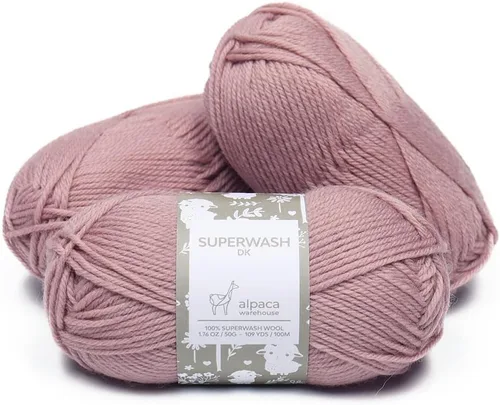 Miniatura 50 de 100% lana pura Superwash de Alpaca Warehouse, juego de 3 madejas (150 gramos) de peso DK - Procedencia directa de Perú - Celestialmente suave