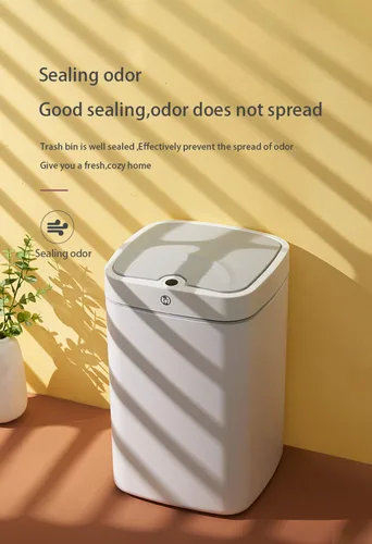 Miniatura 5 de Bote de basura automático con sensor, cubo de basura de metal de 4.7 galones, sin contacto, automático blanco perla para oficina y baño