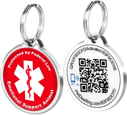 Miniatura 7 de Pet Dwelling Etiqueta de identificación ESA inteligente con NFC y código QR, etiqueta de animal de apoyo emocional para perros y gatos, alertas