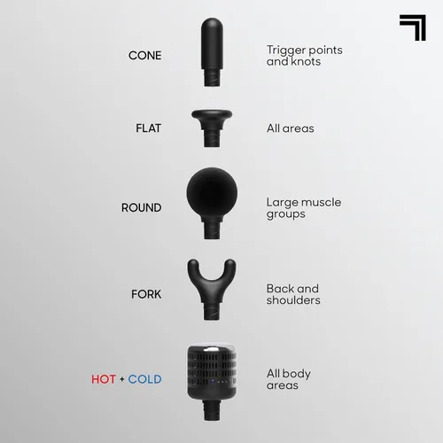 Miniatura 6 de Sharper Image Pistola de masaje de percusión de tejido profundo, Powerboost Move Evo, masajeador de mano recargable para calor y frío, 4 velocidades