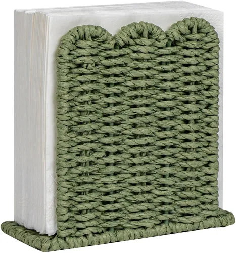 Miniatura 11 de CubesLand Servilletero festoneado para decoración de baño, dispensador de servilletas plano de cuerda de papel, bandeja para toallas de invitados