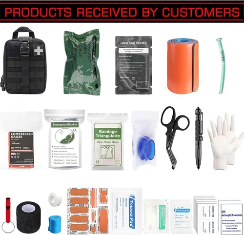Miniatura 2 de Kit de Trauma Ifak, 74 Piezas de Suministros Tácticos de Primeros Auxilios Mejorados, Bolsa Molle Ifak Rip Away Suministros de Repuesto para Negro