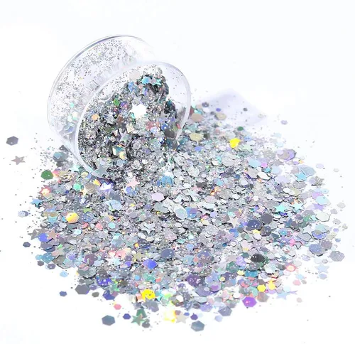Miniatura 4 de Estanoite - Purpurina gruesa holográfica con lentejuelas, 12 colores mezclados, cosméticos para cara, cuerpo, ojos, cabello, uñas, arte, brillo