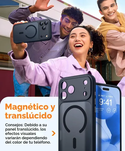 Miniatura 7 de CANSHN Funda magnética compatible con iPhone 17 Pro, mejorada [protección completa de la cámara] [compatible con Magsafe] [mate translúcido] funda