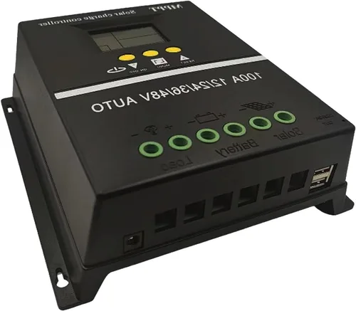 Miniatura 3 de Controlador de carga solar MPPT 100A, 12/24/36/48V, pantalla LCD, USB dual, negro