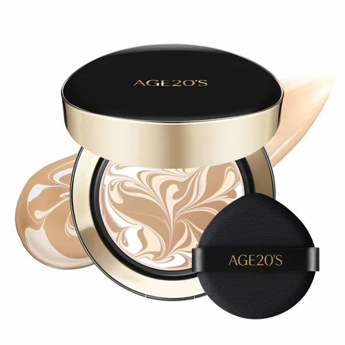 Miniatura 46 de [Tamaño mini] AGE20'S Signature Essence Pact 13C Base de cojín coreana vegana Paquete de 1 Base crema, acabado húmedo y brillante, cobertura