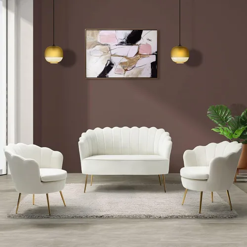 Miniatura 38 de HULALA HOME Silla decorativa moderna de terciopelo con respaldo en forma de concha, bonito sillón para sala de estar, dormitorio con patas doradas