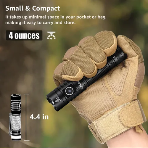 Miniatura 3 de Linterna de bolsillo recargable con luz LED – Sofirn SR12 pequeñas linternas potentes, luz EDC brillante, linterna magnética de 1300 pies de largo