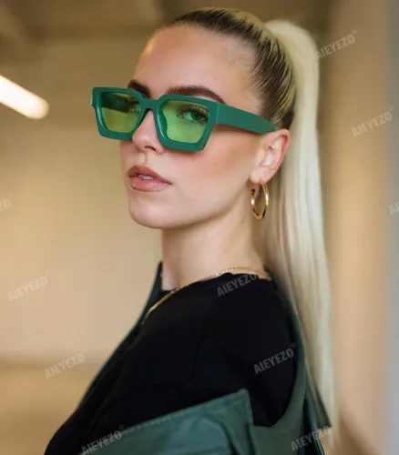 Miniatura 96 de AIEYEZO Gafas de sol cuadradas para mujeres y hombres, gafas de sol cuadradas con montura gruesa, estilo de diseñador simple
