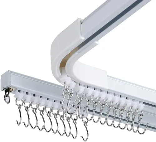 Miniatura 4 de Paquete de 6 soportes de cortina multiusos para montaje en pared, metal grueso y capacidad de carga súper fuerte (negro)