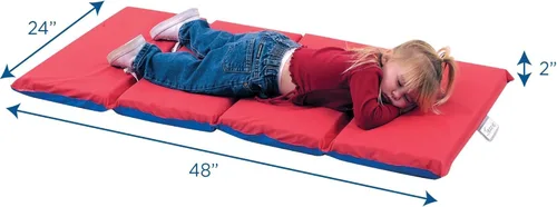 Miniatura 8 de Children's Factory Angels Tapete para Siesta de Niños Pequeños de 2" de Grosor, Rojo-Azul, Tapete para Dormir Impermeable de 4 Secciones