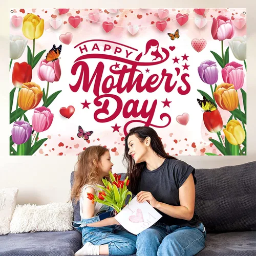 Miniatura 6 de Decoraciones para el Día de la Madre, telón de fondo para decoración de fiesta del día de la madre, 71 x 43 pulgadas