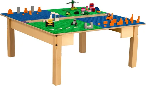Miniatura 3 de Time-2-Play - Mesa de juego para niños, compatible con ladrillos Lego, madera contrachapada de abedul extra resistente, 35 pulgadas de ancho x 31