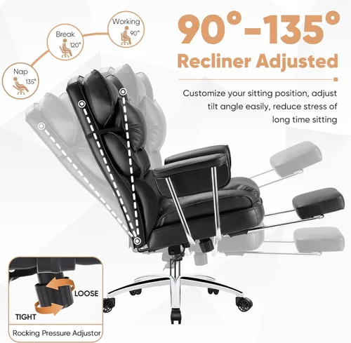 Miniatura 5 de Sweetcrispy Silla Ejecutiva de Escritorio para Oficina en Casa - Ergonómica Grande y Alta con Respaldo Alto con Reposapiés y Soporte Lumbar