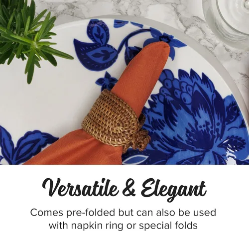 Miniatura 2 de SimuLinen Terracotta Linen Feel Servilletas de Cena Desechables - Servilletas de Otoño Tipo Tela Naranja Quemado, Pumpkin Spice, 16"x16", Caja de 200