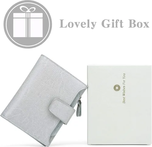 Miniatura 7 de FALAN MULE - Cartera de cuero auténtico para mujer, pequeña, plegable y compacta, con bloqueo de interferencia de radiofrecuencia (RFID)