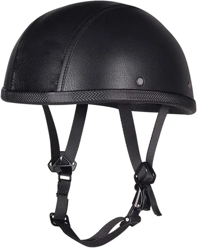 Casco de cuero medio casco motocicleta motocicleta vintage Touring Cruiser Scooter cascos talla única