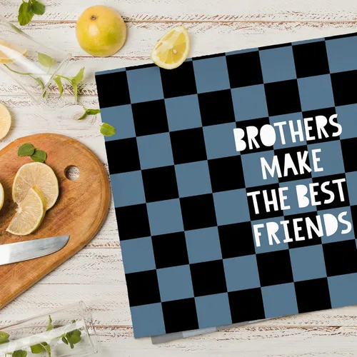 Miniatura 6 de Toallas de mano para niños, toallas de mano a cuadros azules y negros para el baño de los niños pequeños, Brothers Make The Best Friends, toallas