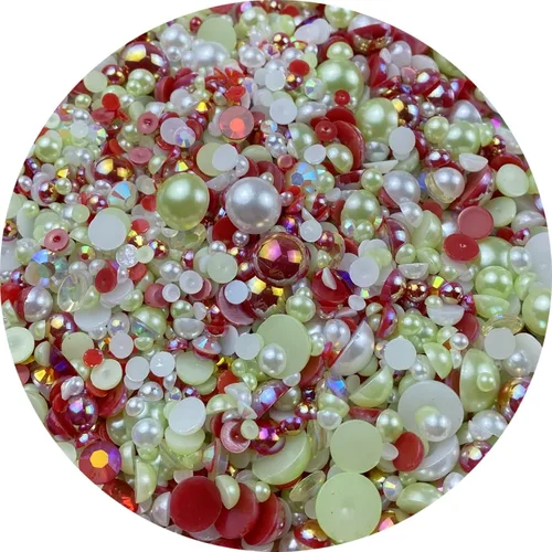 Miniatura 19 de Mezcla de perlas planas y diamantes de imitación, 2.16 oz de diamantes de imitación de resina semiredondas para manualidades, 0.116 in - 0.394 in