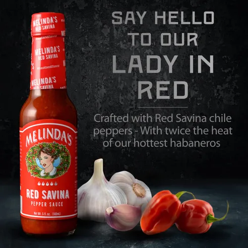 Melinda's Salsa picante de pimienta roja Savina – Salsa picante habanero extra picante artesanal – Hecho con ingredientes frescos, pimientos rojos