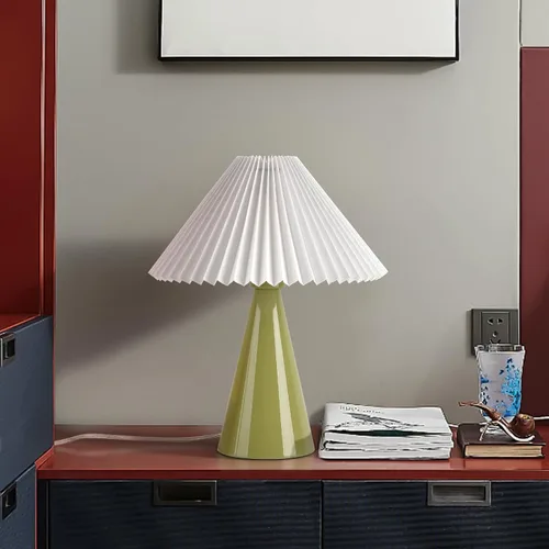 Miniatura 11 de Ziqqeelam Lámpara de Mesa Pequeña Dorada, Lámpara de Mesa Linda, Lámpara de Mesa Plisada, Lámparas de Dormitorio de Latón Dorado para Mesita