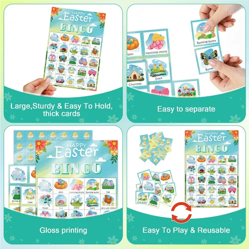 Miniatura 4 de OHOME Juegos de bingo de Pascua para niños, juguetes de manualidades de Pascua para niños, niñas, adultos y adolescentes, actividades en el aula
