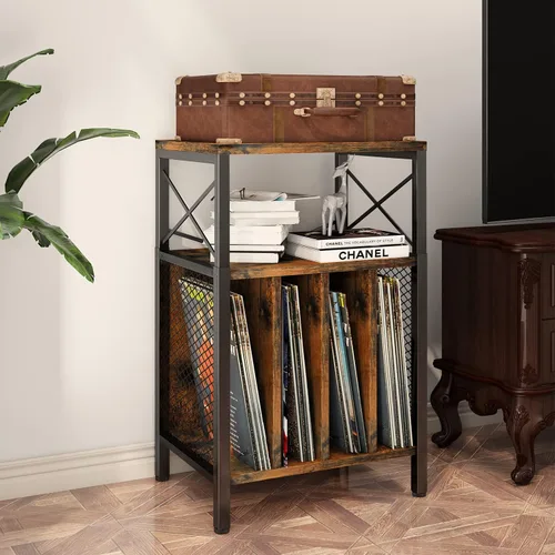 Miniatura 6 de Soporte para tocadiscos de 3 niveles, tocadiscos de almacenamiento de discos de vinilo para discos de vinilo, mesa de tocadiscos con capacidad