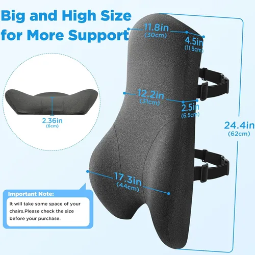 Miniatura 2 de Teemour Almohada de apoyo lumbar para automóvil, camión, accesorios de espuma viscoelástica, cojín de respaldo para asiento de conducción, soporte