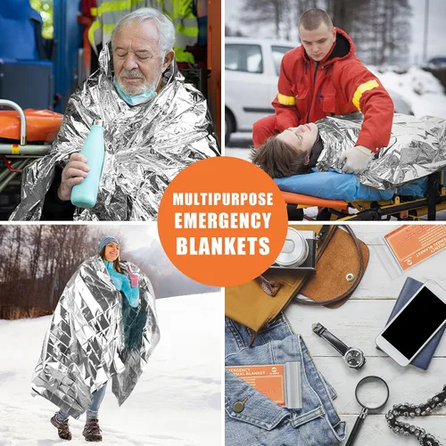 Miniatura 5 de QIO CHUANG Mantas térmicas de Mylar de emergencia, manta espacial, kit de supervivencia, manta de campamento (paquete de 6). Perfecto