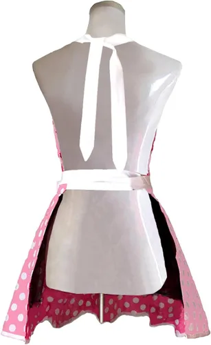 Miniatura 2 de Hyzrz Delantales de Cocina Retro Encantadores Sweetheart para Mujer Niña de Algodón con Lunares Vestido de Cocina Salón Delantal Vintage Regalo