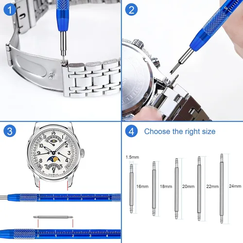 Miniatura 5 de JOREST Kit de reparación de relojes, para reemplazo de batería de reloj y ajuste de correa de reloj y limpieza de relojes, removedor de espalda