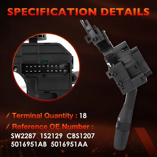 Miniatura 3 de Interruptor multifunción de señal de giro y limpiaparabrisas, interruptor de combinación compatible con Chrysler PT Cruiser 2001-2005 Reemplaza #