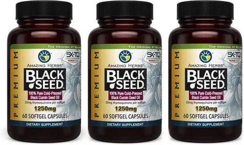 Miniatura 7 de Amazing Herbs Cápsulas de aceite de semilla negra de alta potencia, prensado en frío, ayuda a la salud digestiva, apoyo inmunológico y función